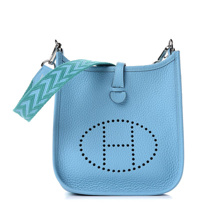 Hermes Taurillon Clemence Amazone Evelyne TPM Bleu Du Nord Vert Verone 1 of 11