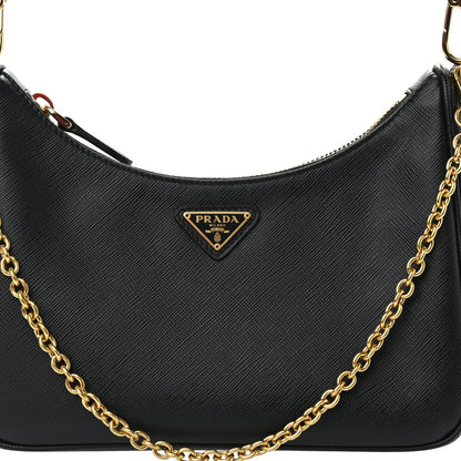 Prada Saffiano Lux Re-Edition 2005 Shoulder Bag Black 8 of 13