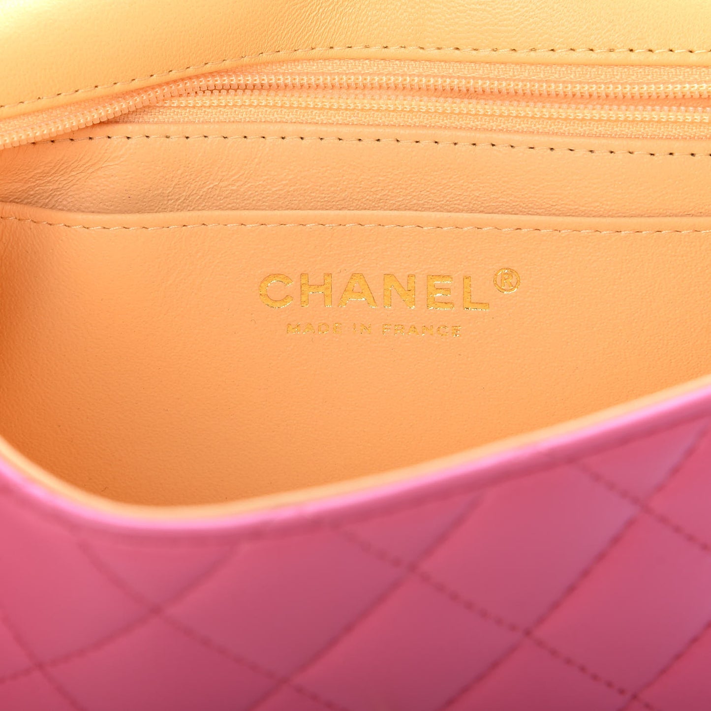 Lambskin Quilted Mini Rectangular Flap Pink Yellow