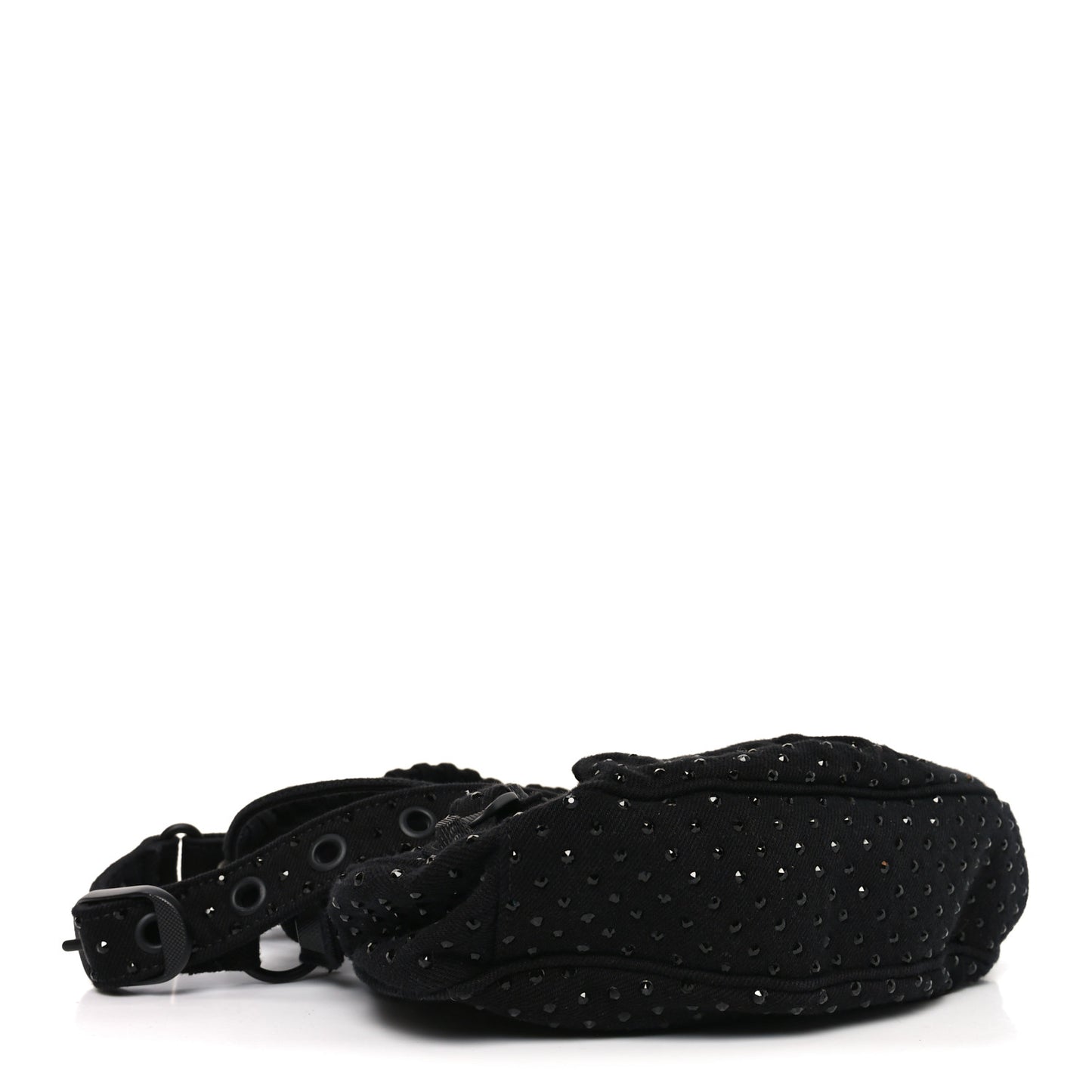 Denim Embellished Le Cagole Shoulder Bag XS Black