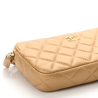 Chanel Metallic Lambskin Quilted Graffiti Small Clutch With Chain Gold 11 of 12
