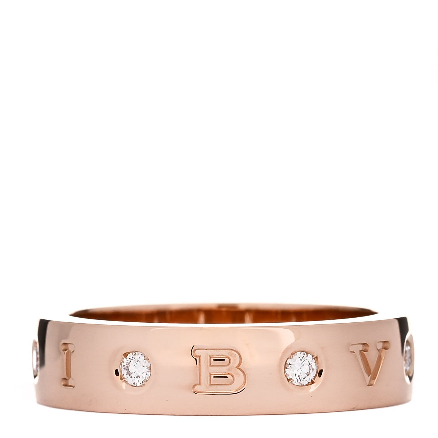 Bulgari 18K Rose Gold 7 Diamond B.Zero1 Essential Band Ring 57 8 1 of 6