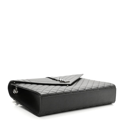 Saint Laurent Grain De Poudre Textured Mixed Matelasse Large Triquilt Monogram Satchel Black 4 of 11
