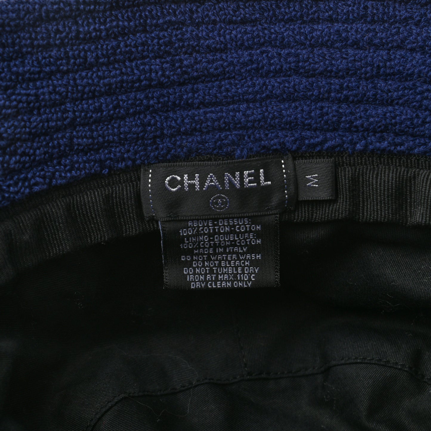 Cotton Terrycloth CC Cloche Bucket Hat M Beige Navy Blue