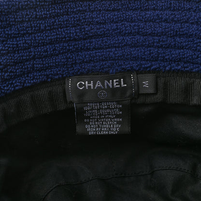 Chanel Cotton Terrycloth CC Cloche Bucket Hat M Beige Navy Blue 8 of 8