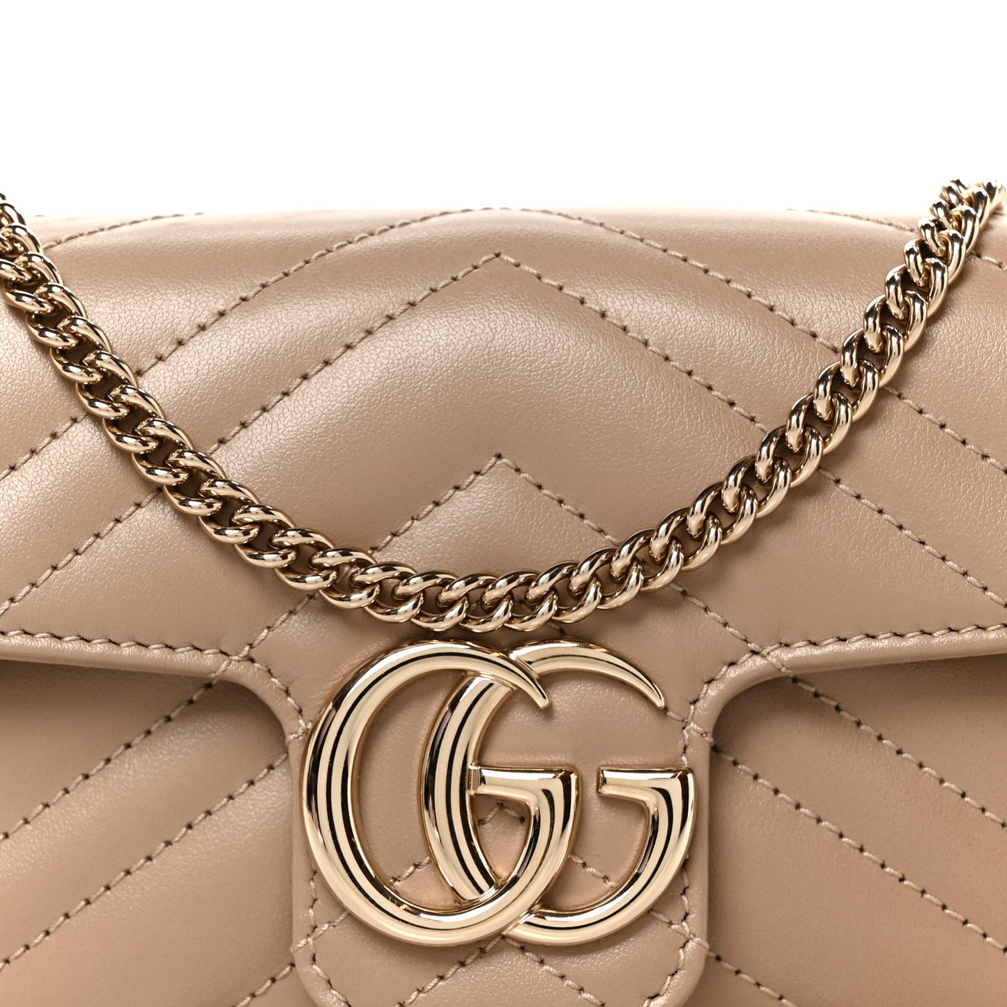 Calfskin Matelasse Super Mini GG Marmont Shoulder Bag Taupe