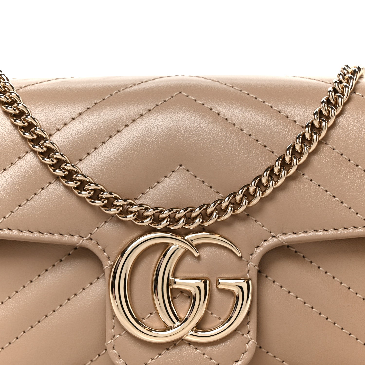 Gucci Calfskin Matelasse Super Mini GG Marmont Shoulder Bag Taupe 8 of 10