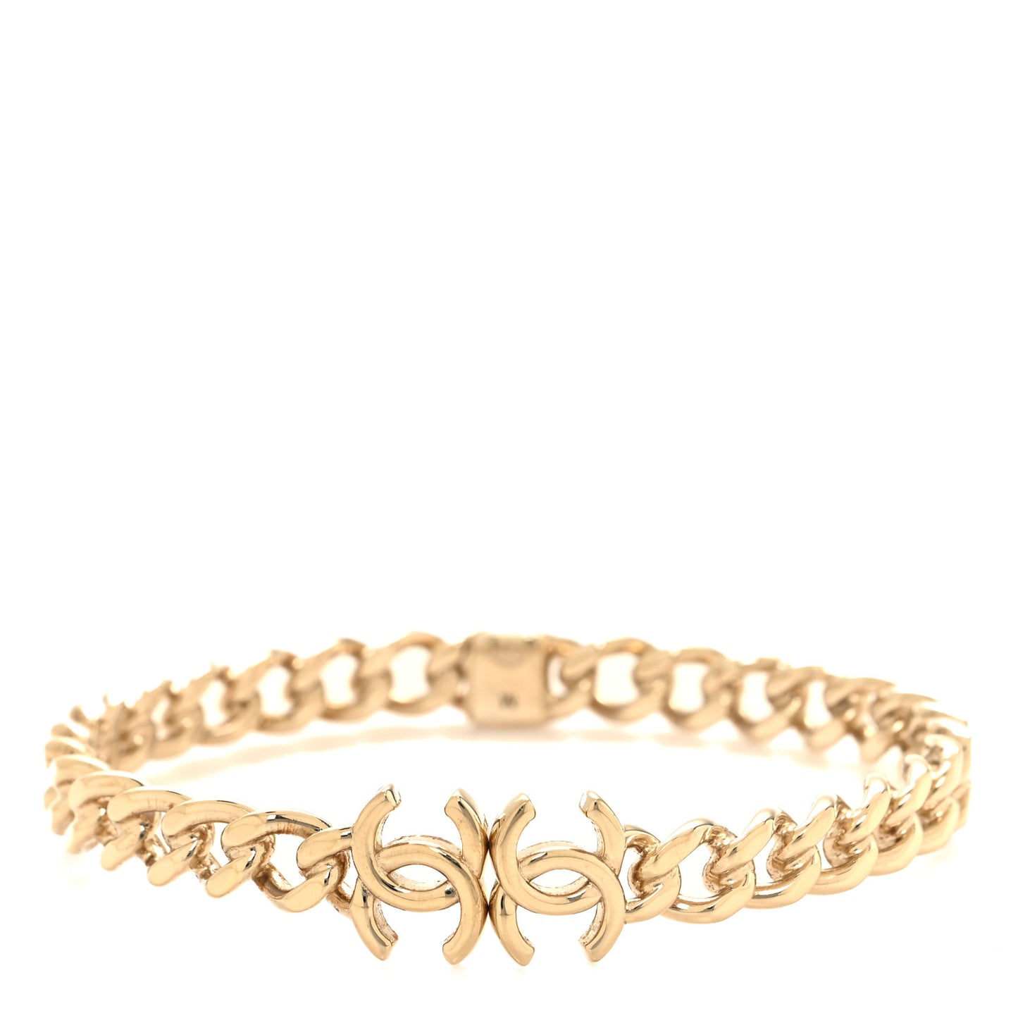 Metal CC Chain Link Choker Necklace M Gold