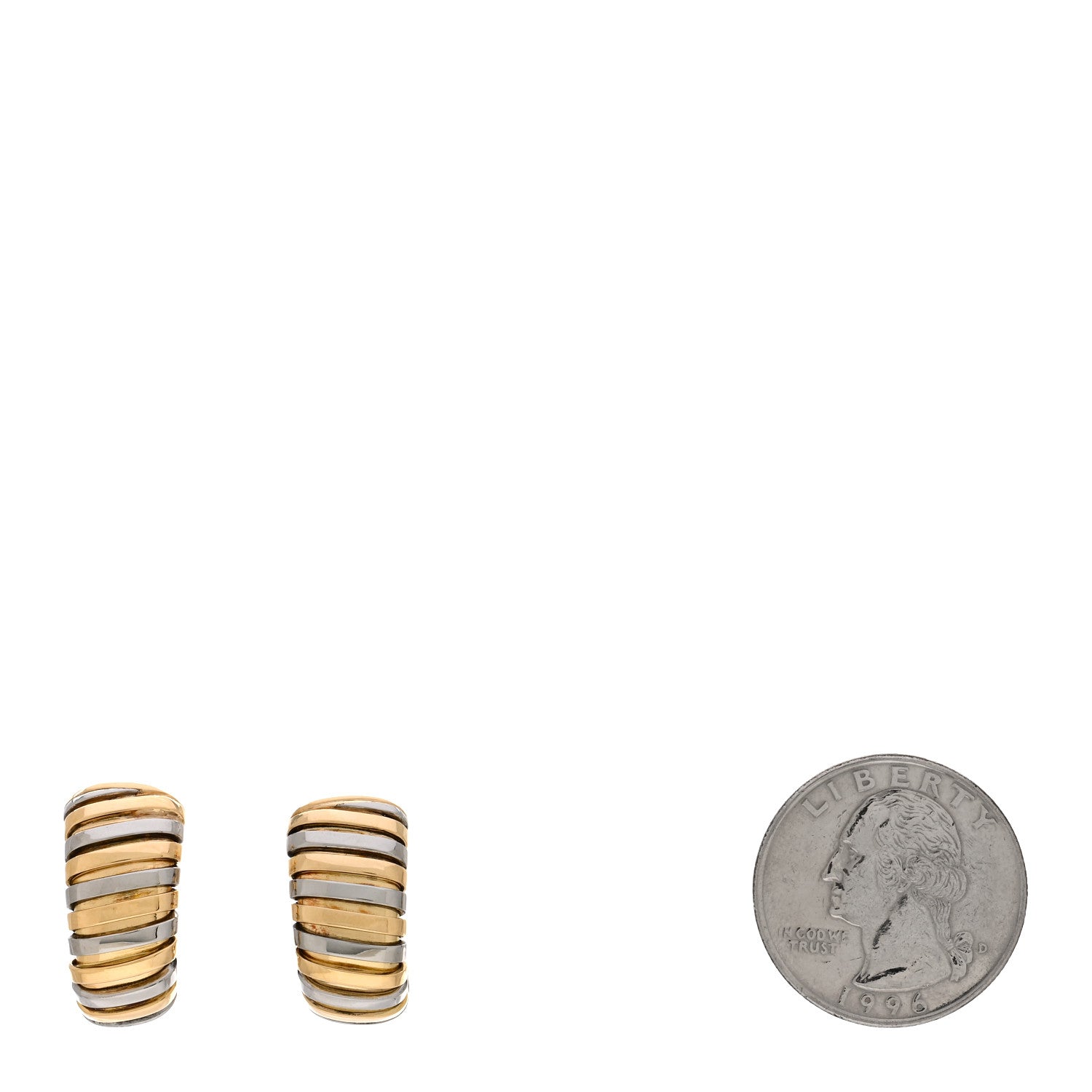 Bulgari 18K Yellow Gold Stainless Steel Tubogas Earrings 2 of 4