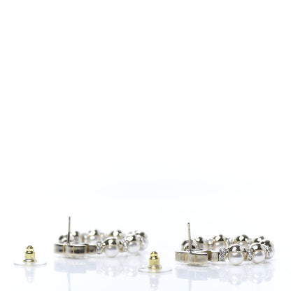 Chanel Pearl Crystal Nefertiti CC Drop Earrings Gold 3 of 5