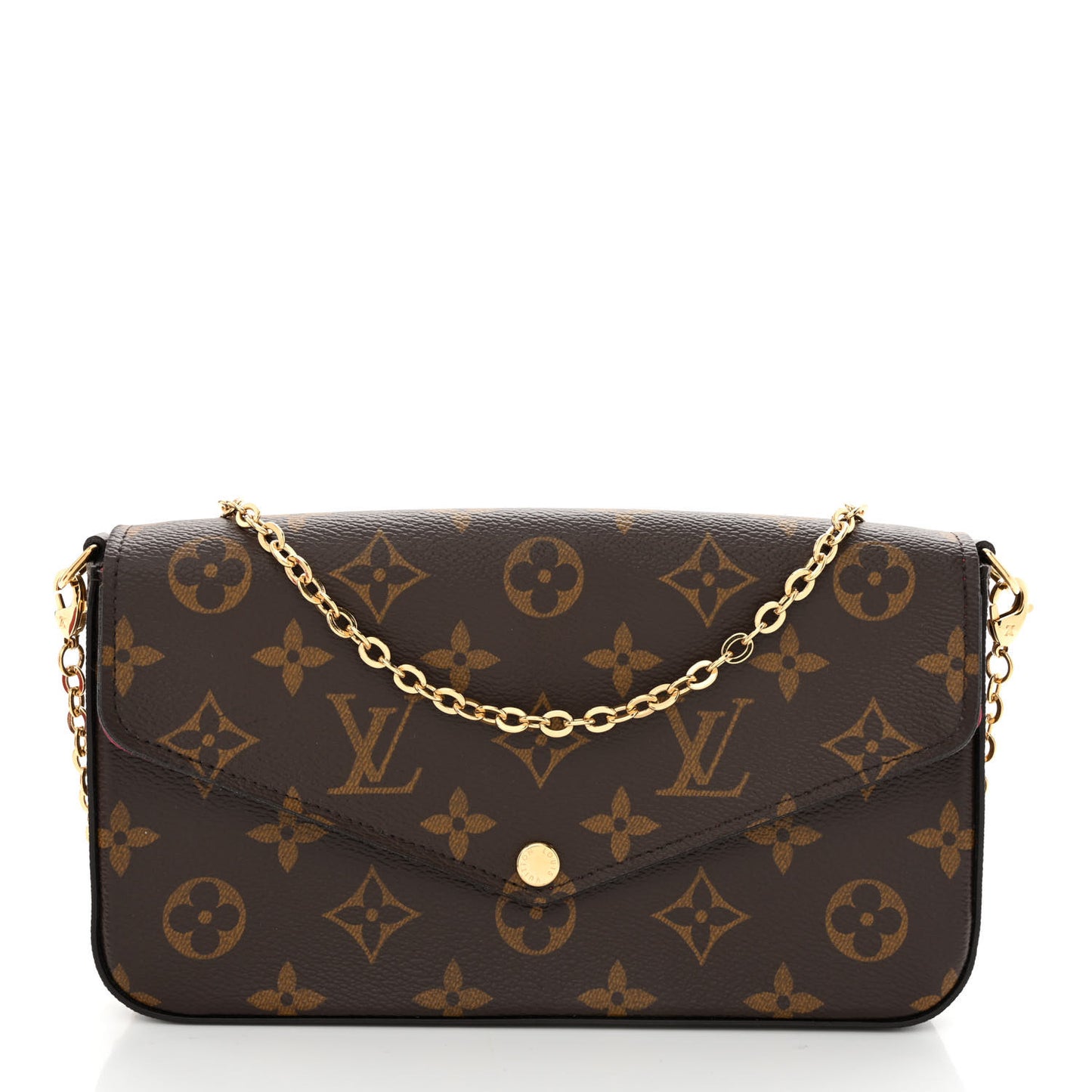 Monogram Pochette Felicie Chain Wallet Fuchsia