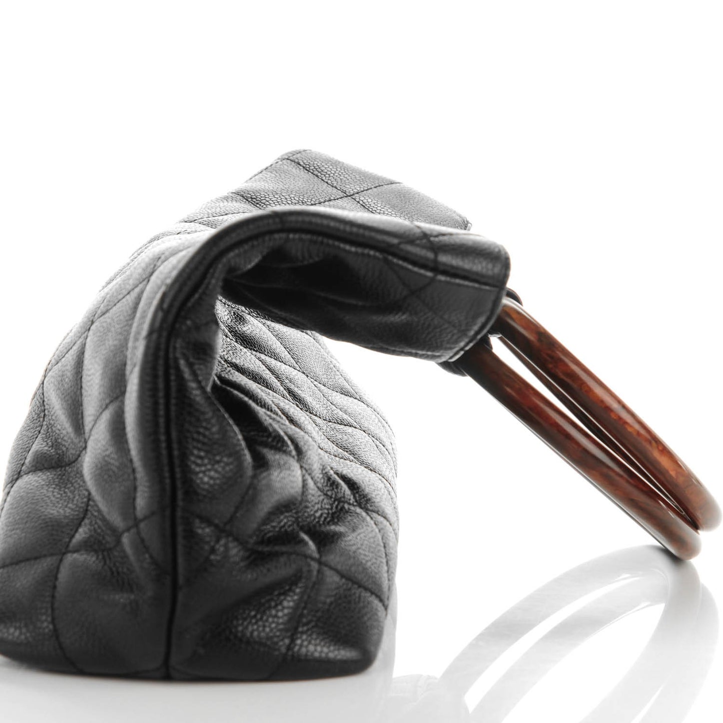Caviar CC Wood Handle Tote Black