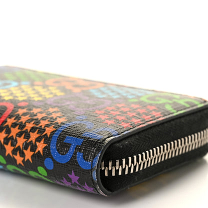 Gucci GG Supreme Monogram Psychedelic Zip Around Card Case Wallet Black 6 of 9