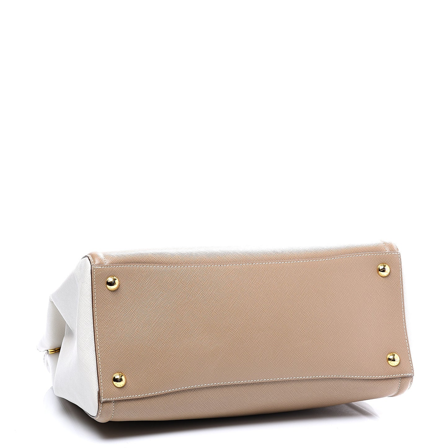 Saffiano Lux Medium Bi-Color Tote Visone Talco