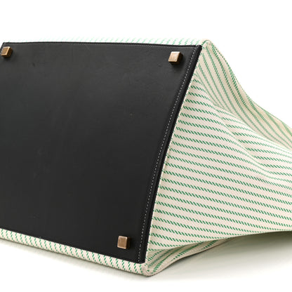 Celine Cotton Canvas Striped Medium Phantom Luggage White Green 11 of 11
