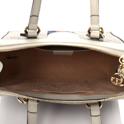 Gucci GG Supreme Monogram Textured Dollar Calfskin Web Small Ophidia Tote Bag Beige Ebony Mystic White 5 of 11