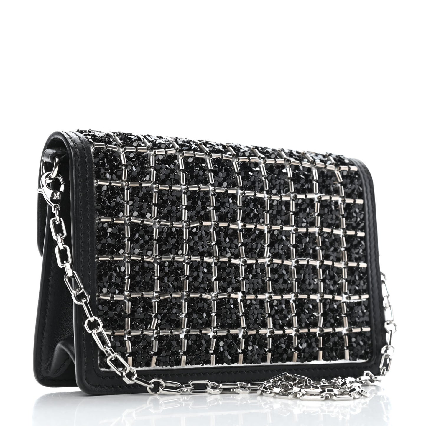 Tweed Sequin Dauphine Minaudiere Black