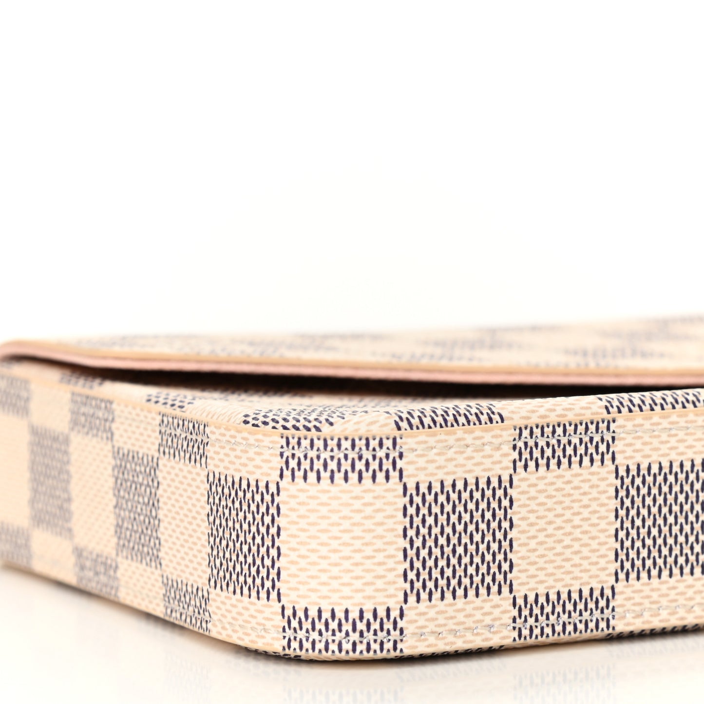 Damier Azur Pochette Felicie Chain Wallet Rose Ballerine