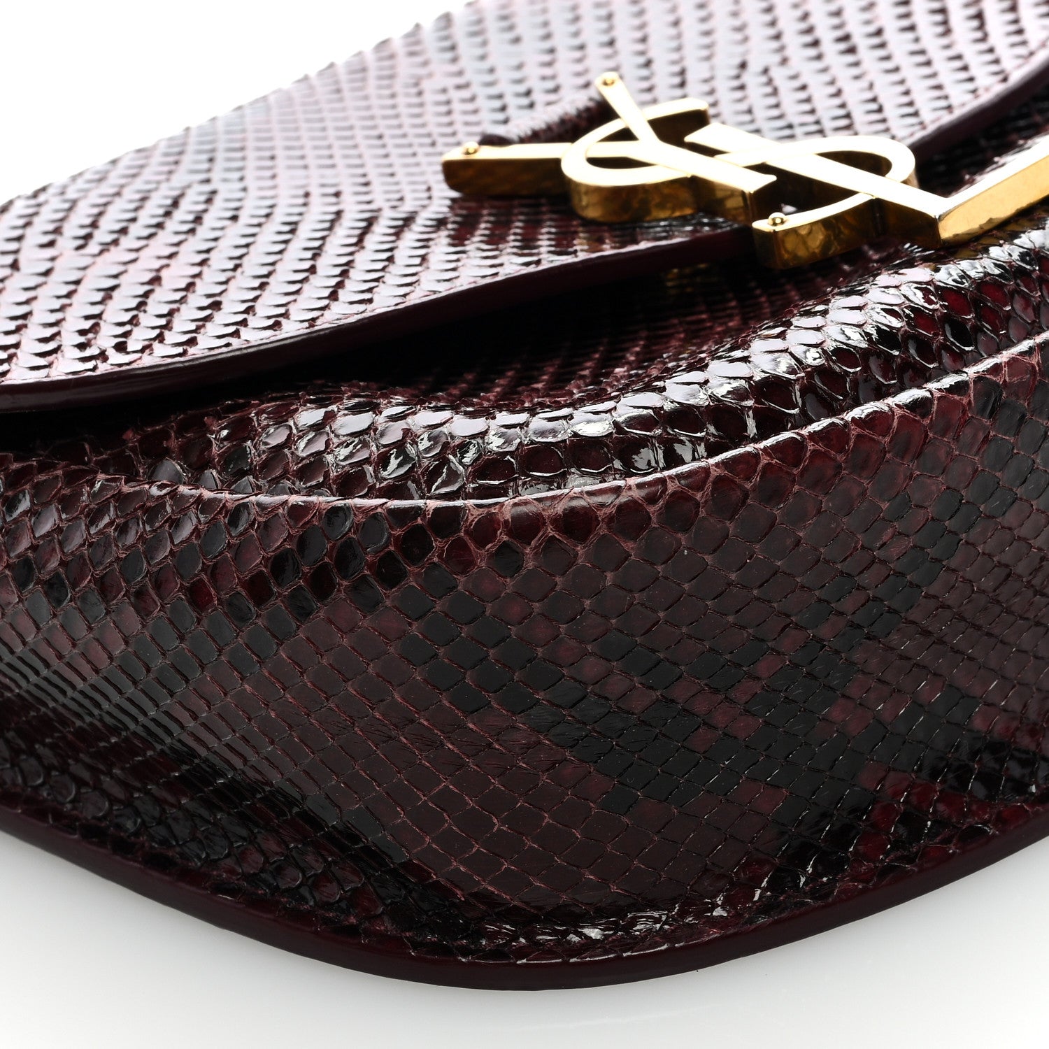 Saint Laurent Snakeskin Small Kaia Satchel Burgundy 7 of 8