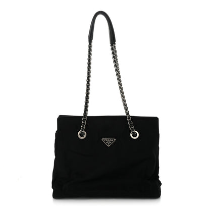 Prada Tessuto Nylon Acciaio Chain Shoulder Bag Black 1 of 12