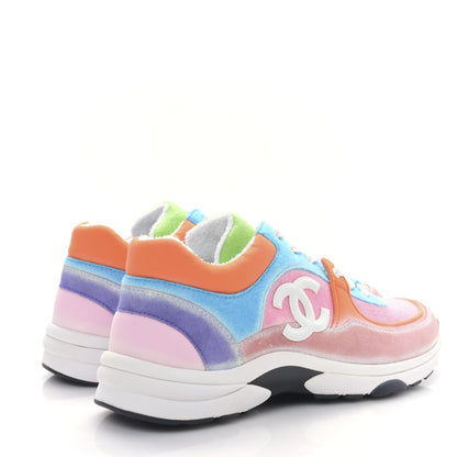 Chanel Fabric Suede Calfskin CC Sneakers 38.5 White Multicolor 4 of 8