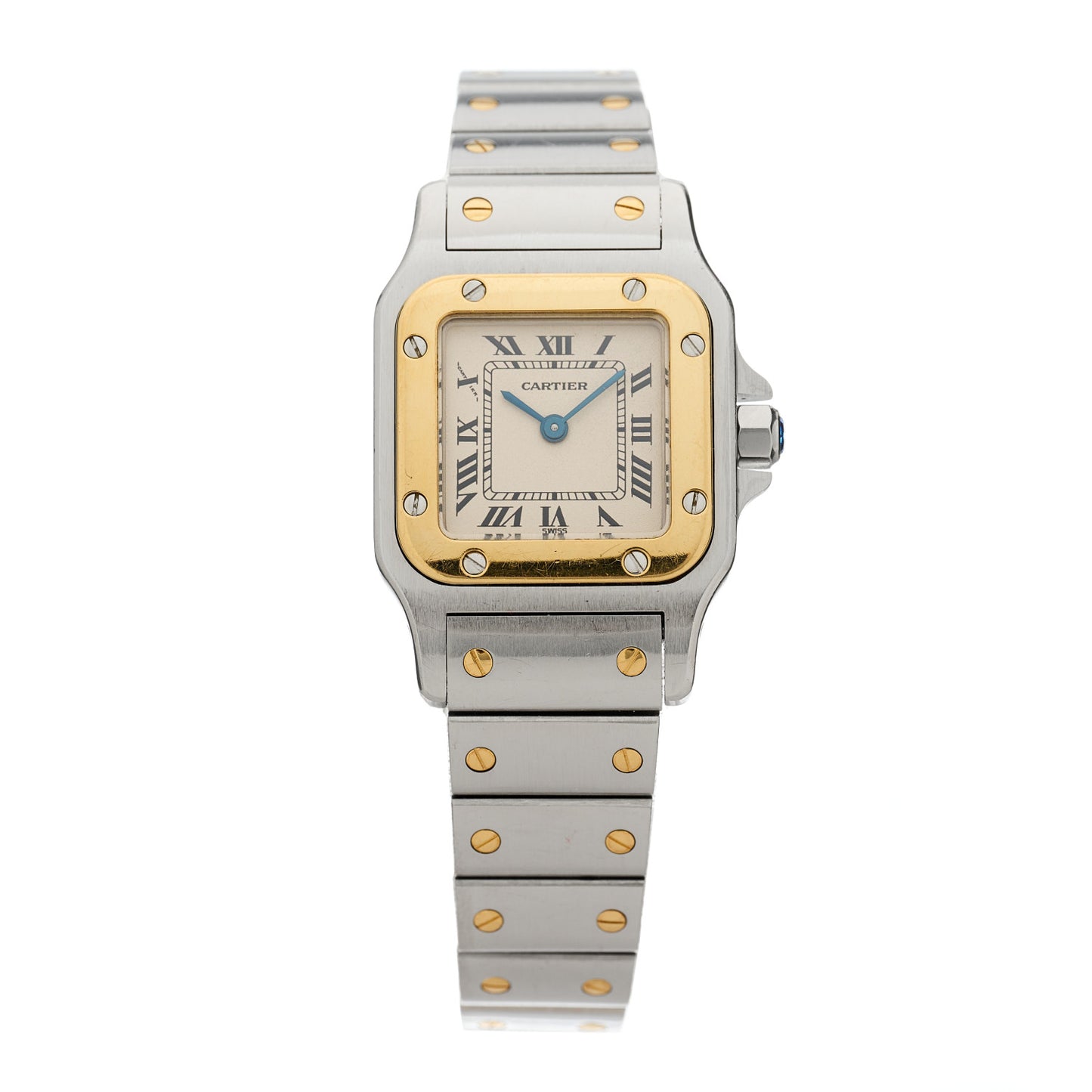 Stainless Steel 18K Yellow Gold 24mm Santos De Cartier Galbee Quartz Watch