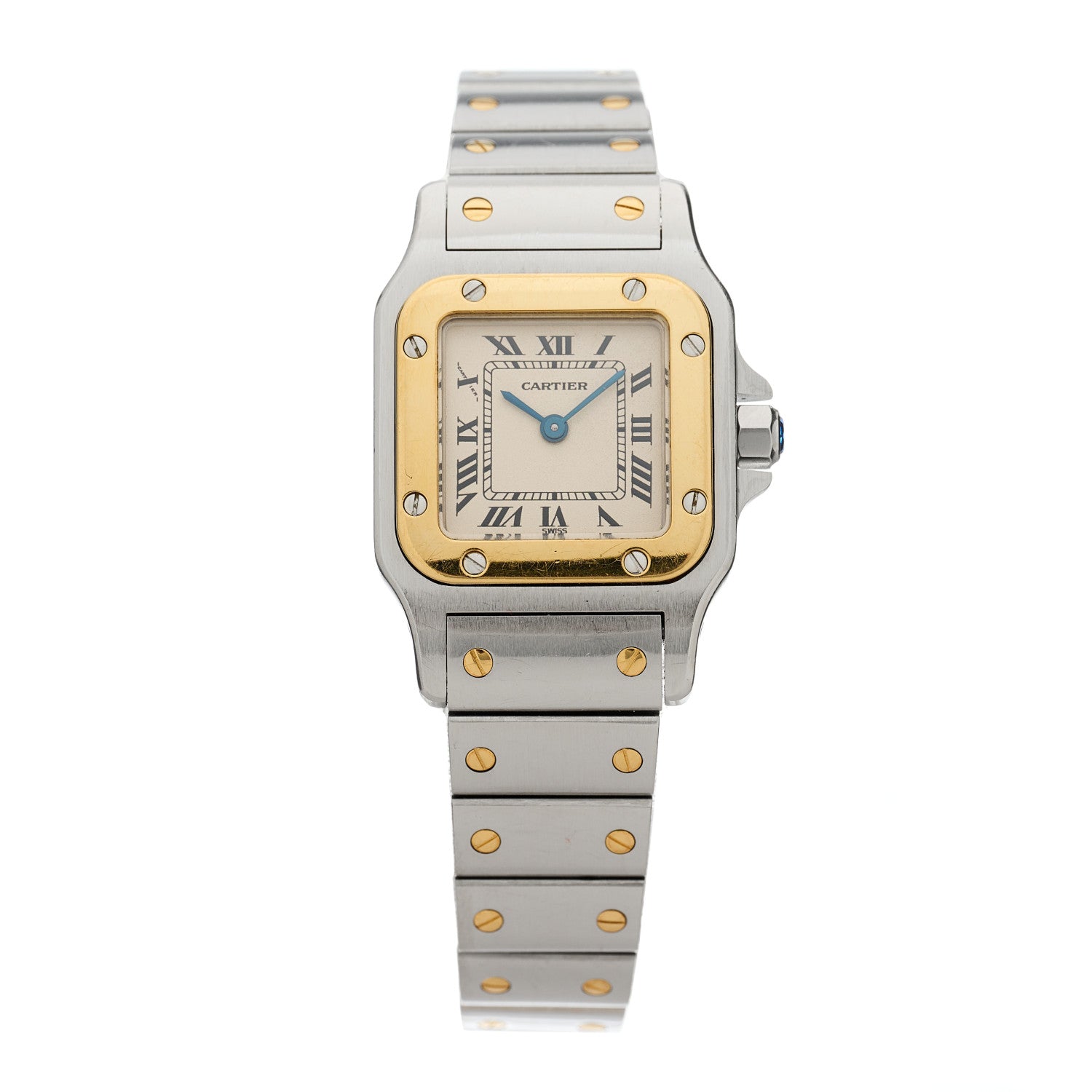 Cartier Stainless Steel 18K Yellow Gold 24mm Santos De Cartier Galbee Quartz Watch 1 of 4