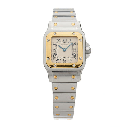 Cartier Stainless Steel 18K Yellow Gold 24mm Santos De Cartier Galbee Quartz Watch 1 of 4