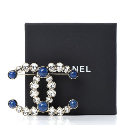 Chanel Strass Crystal CC Brooch Gold Blue 5 of 5