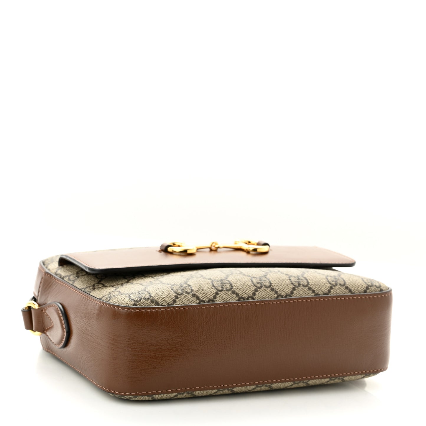 GG Supreme Monogram Small Horsebit 1955 Shoulder Bag Beige Brown Sugar