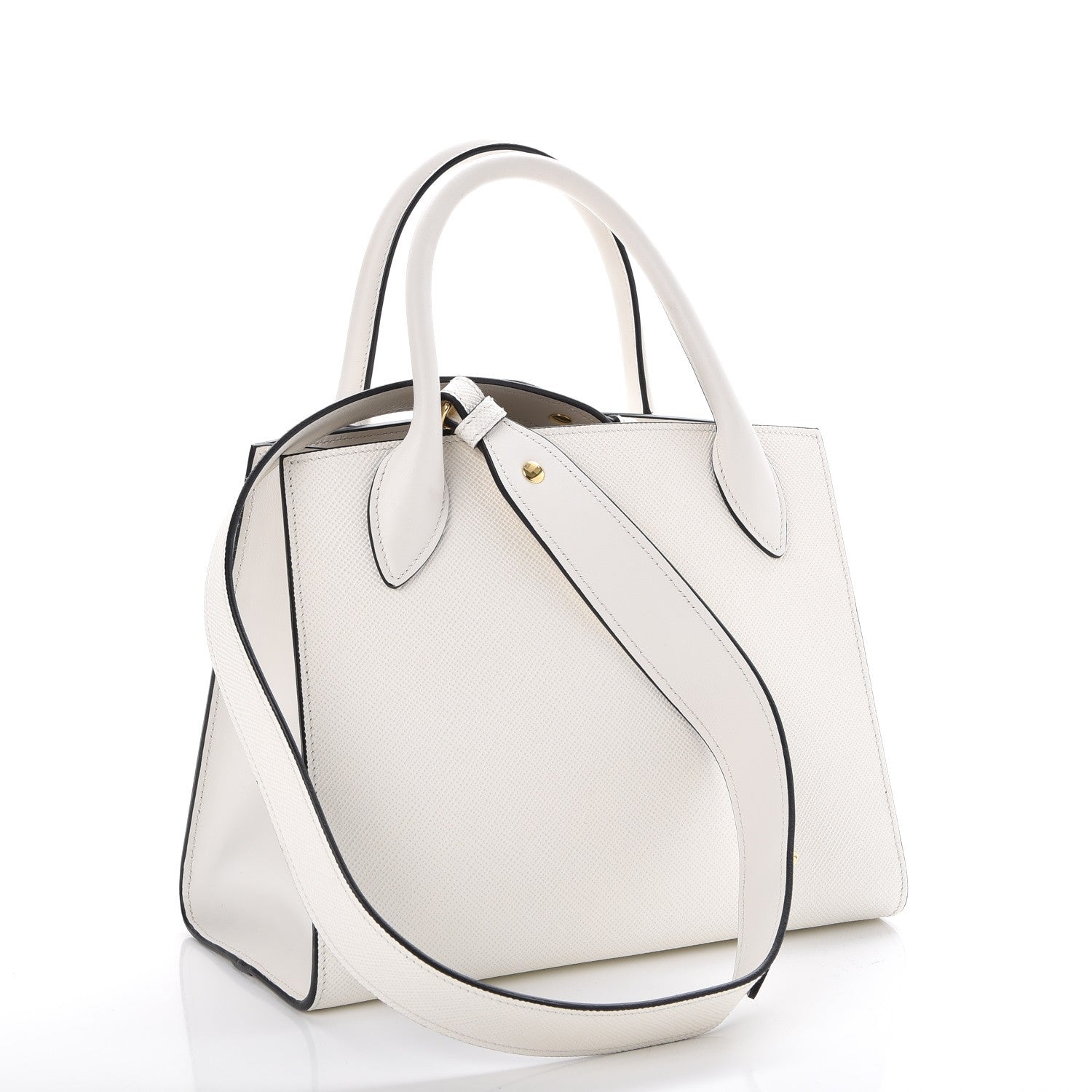 Prada Saffiano Cuir Calfskin Small Monochrome Top Handle Tote White 4 of 8