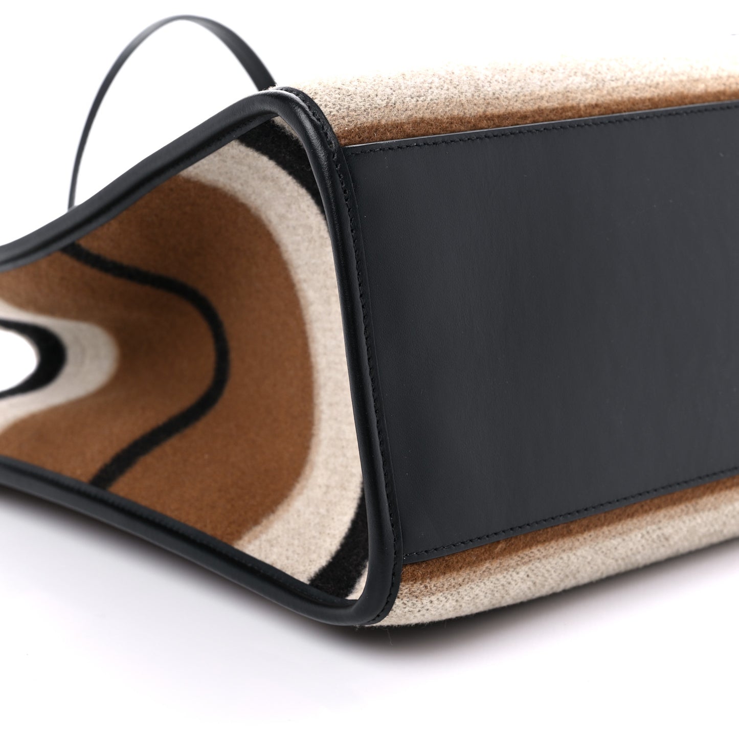 Wool Calfskin Medium Striped Freya Tote Brown