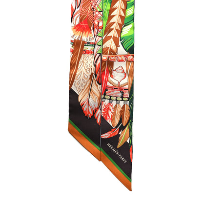 Hermes Silk La Danse Pacifique Twilly Vert Vif Corail 2 of 4