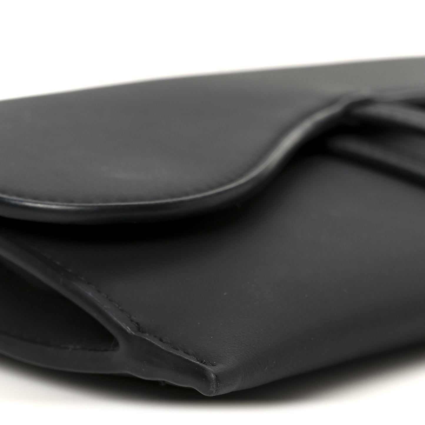Ultra Matte Calfskin Saddle Chain Wallet Pouch Black