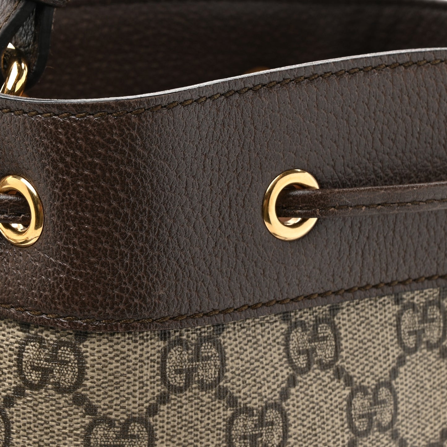 GG Supreme Monogram Web Small Ophidia Bucket Bag Brown