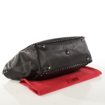 Valentino Garavani Vitello Crystal Medium Rockstud Tote Black 4 of 9