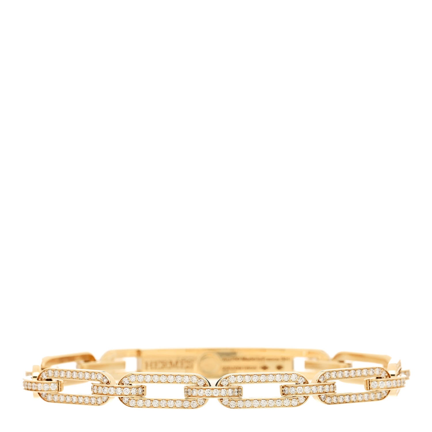 Hermes 18K Yellow Gold Diamond Full Pave PM Kelly Chaine Bracelet SH 2 of 4