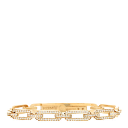 Hermes 18K Yellow Gold Diamond Full Pave PM Kelly Chaine Bracelet SH 2 of 4