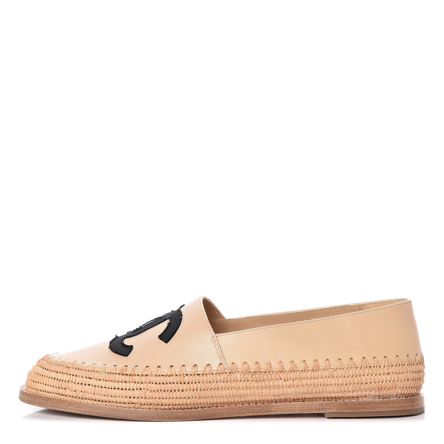 Chanel Lambskin Grosgrain CC Espadrilles 40 Ivory Black 1 of 14