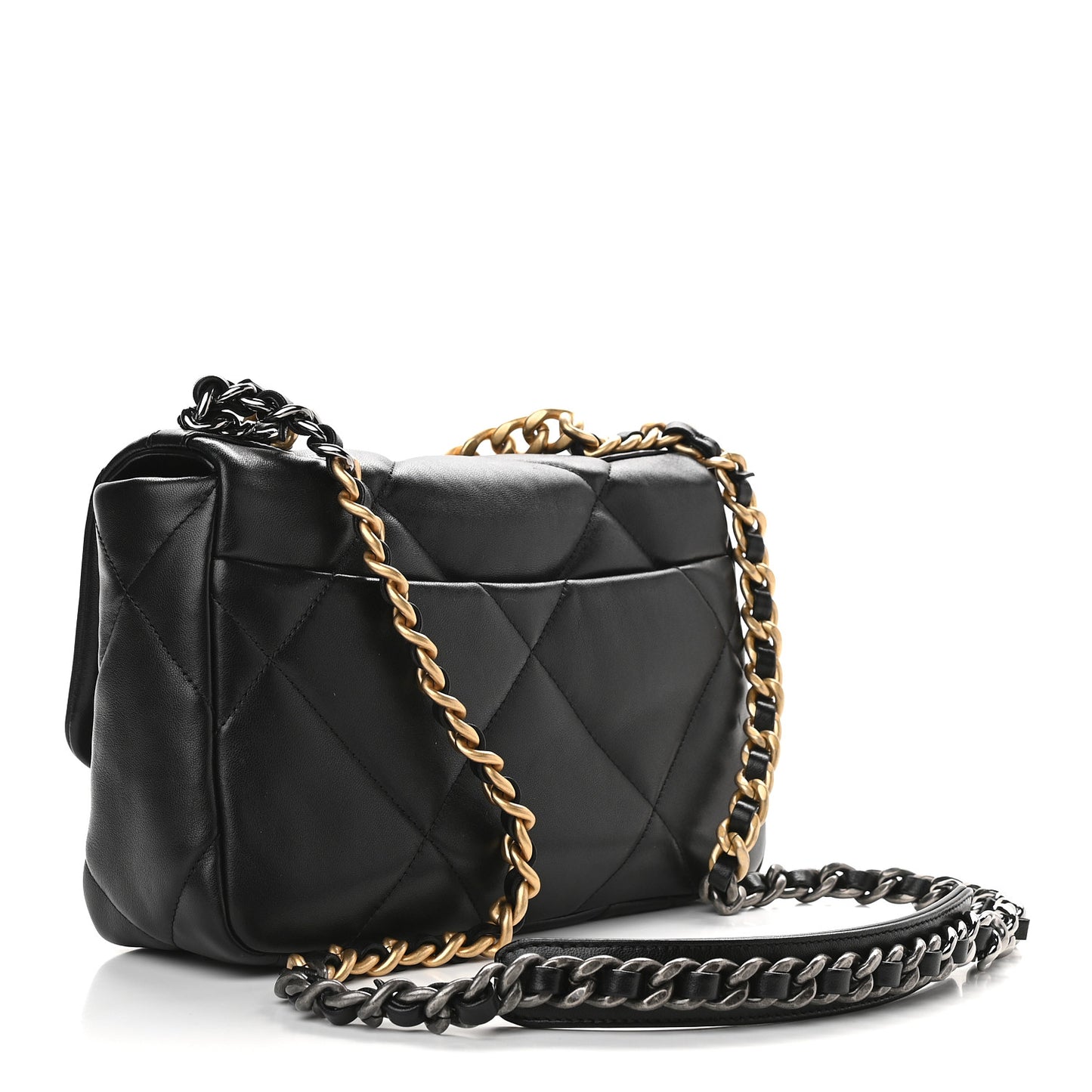Lambskin Quilted Medium Chanel 19 Flap Black
