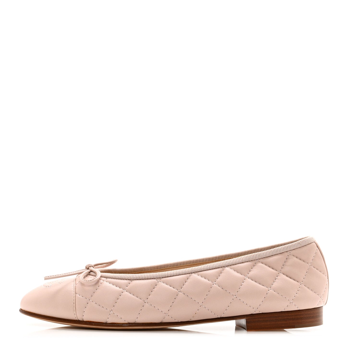 Lambskin Quilted CC Cap Toe Ballerina Flats 37 Light Pink