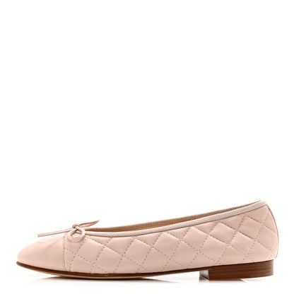 Chanel Lambskin Quilted CC Cap Toe Ballerina Flats 37 Light Pink 1 of 9