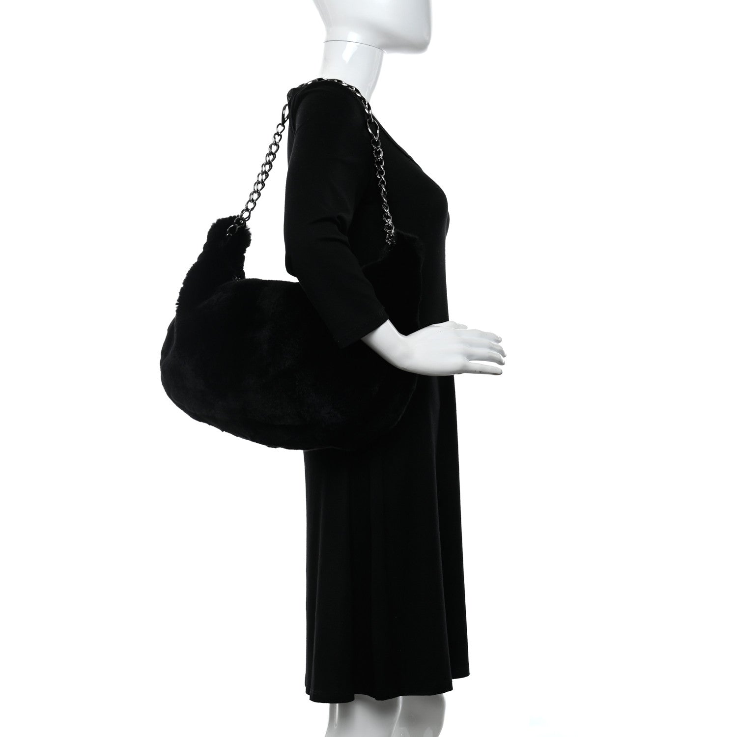 Chanel Lapin Rabbit Fur Shoulder Bag Black 2 of 11