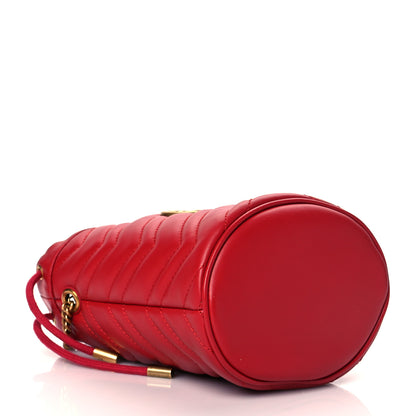 Gucci Calfskin Matelasse Mini GG Marmont 2.0 Bucket Bag Hibiscus Red 4 of 9