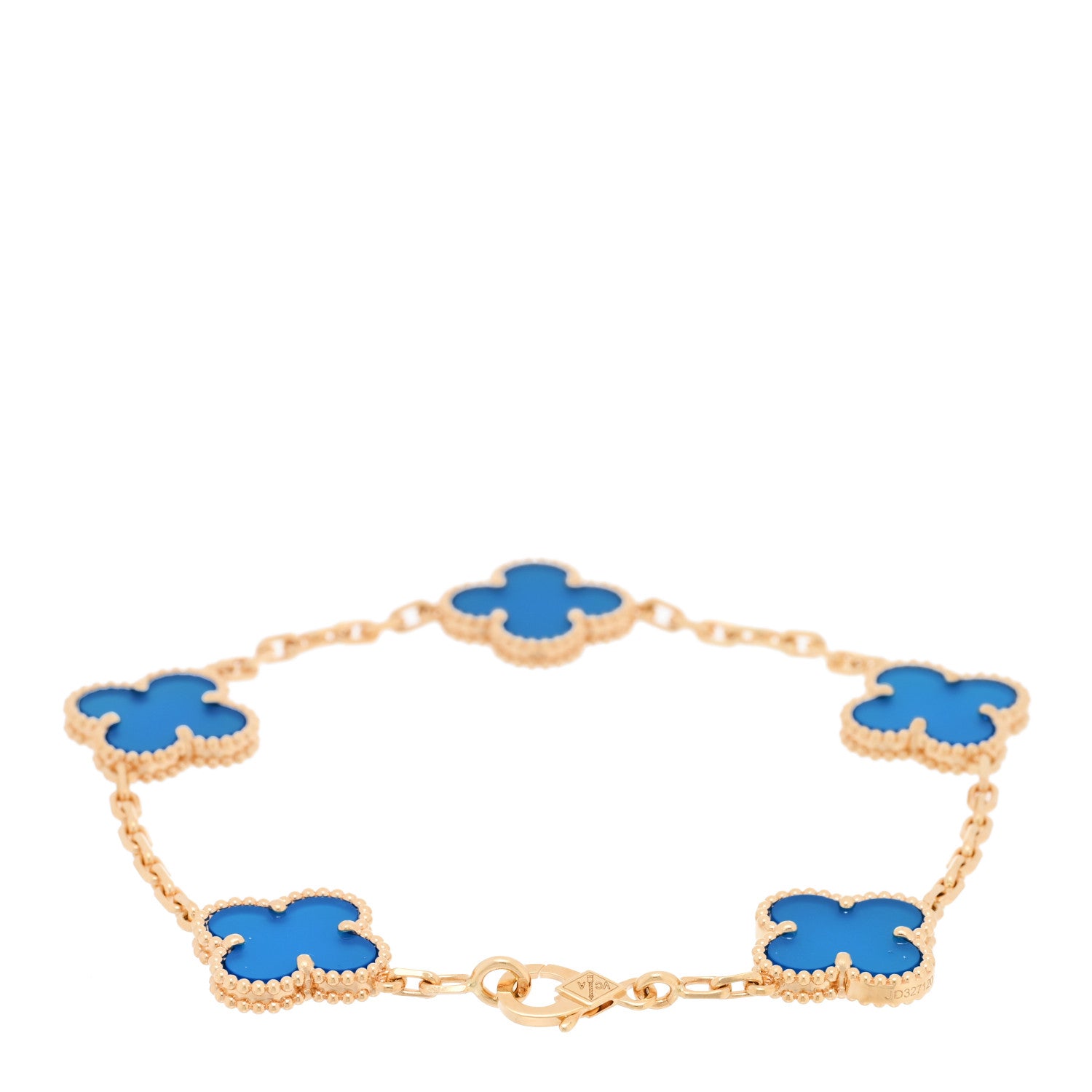 Van Cleef & Arpels 18K Yellow Gold Blue Agate 5 Motifs Vintage Alhambra Bracelet 2 of 4