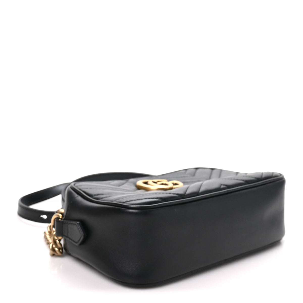 Gucci Calfskin Matelasse Small GG Marmont Chain Shoulder Bag Black 4 of 10