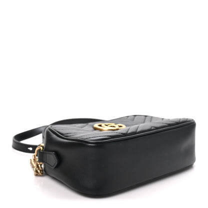Gucci Calfskin Matelasse Small GG Marmont Chain Shoulder Bag Black 4 of 10