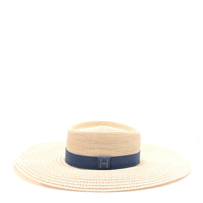Hermes Straw Chapeau Kalliope Pierce Hat 57 Naturel Light Indigo 6 of 10