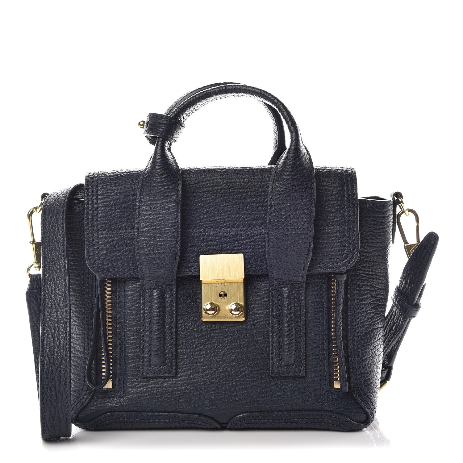3.1 Phillip Lim 3.1 Textured Calfskin Mini Pashli Satchel Ink 1 of 10
