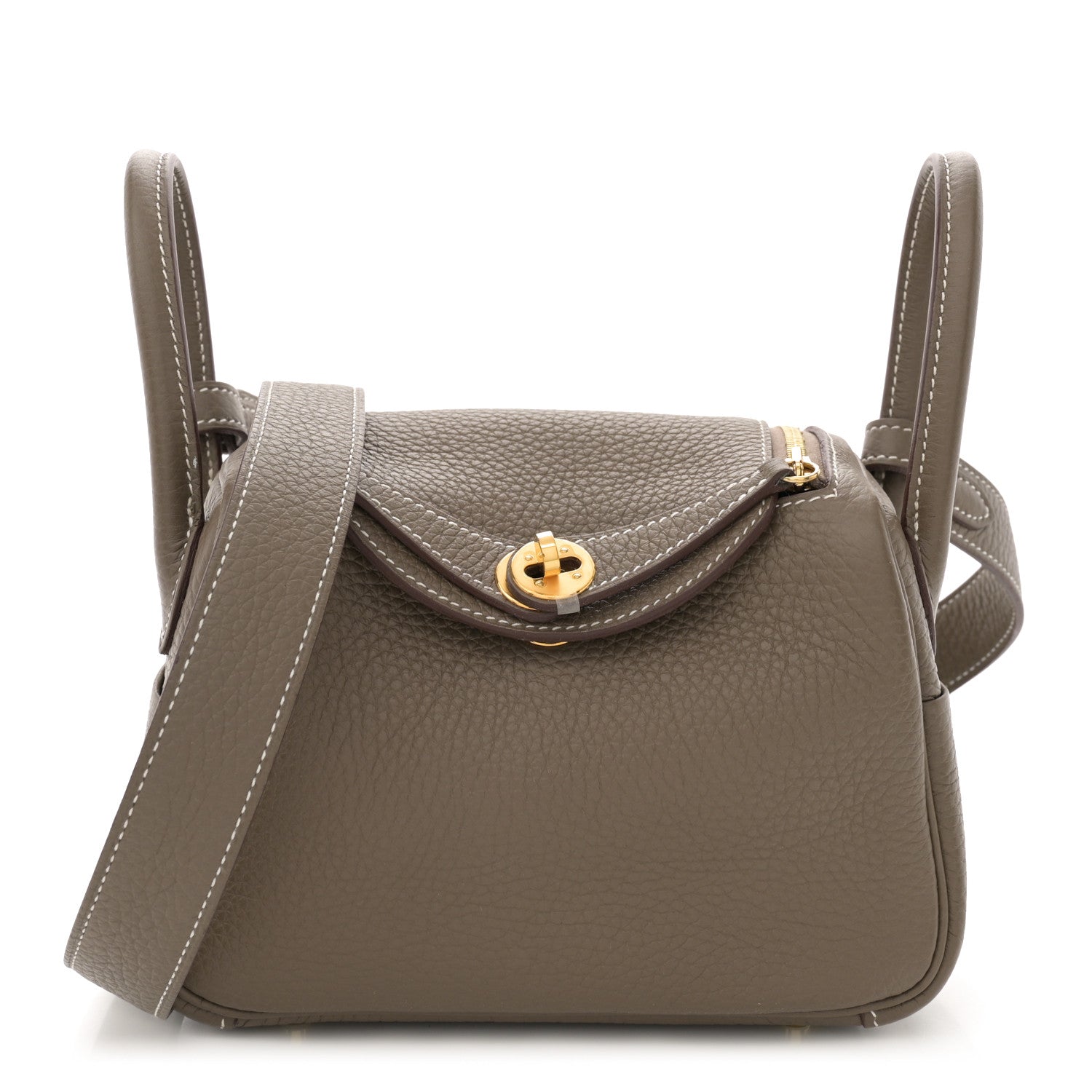 Hermes Taurillon Clemence Mini Lindy 20 Etoupe 1 of 11